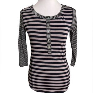Sanctuary Black Pink Striped Long Sleeve Top